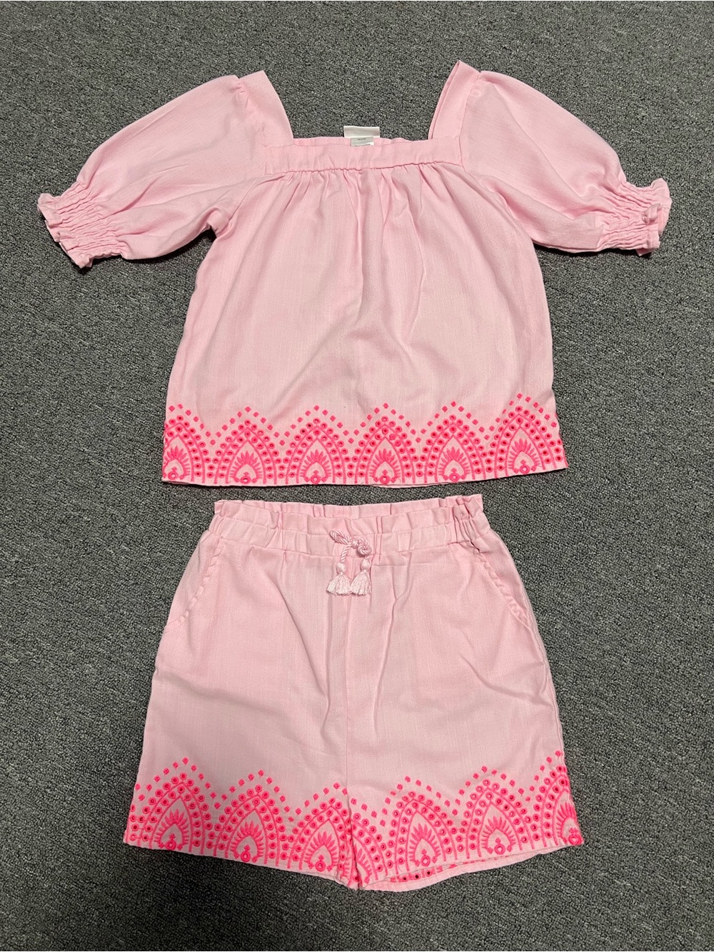 Girls Pink Embroidered Two-Piece Set 10-12T
